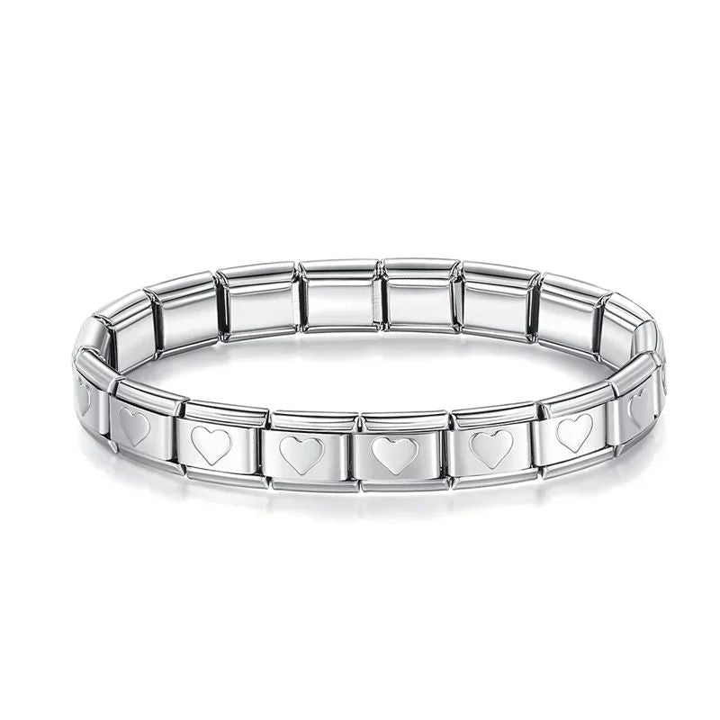 Pulseira Prateada Corações