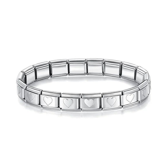 Pulseira Prateada Corações