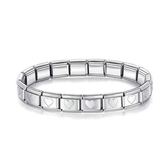 Pulseira Prateado Corações
